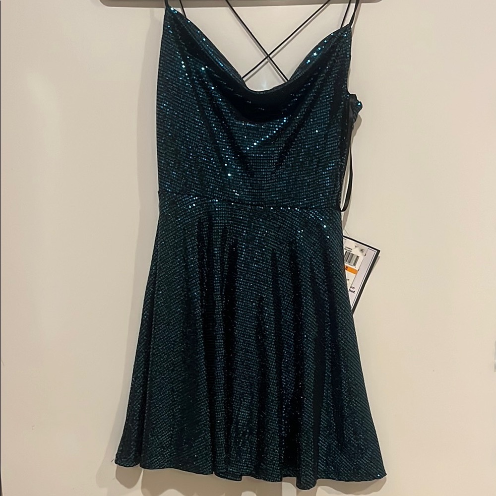 B Darlin Black/Blue Sparkle Party Dress